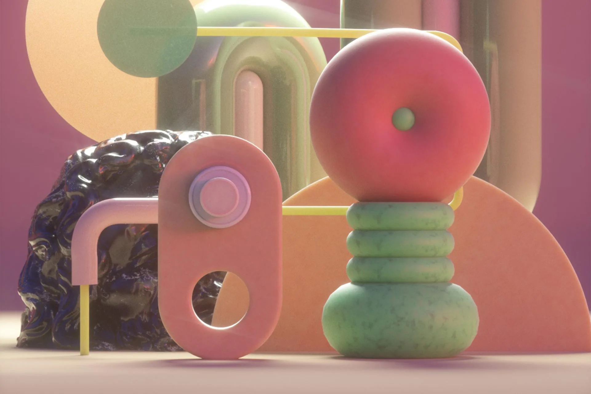 Simplicity is complex. An exploration of simple forms and complex surfaces through 3D rendering.